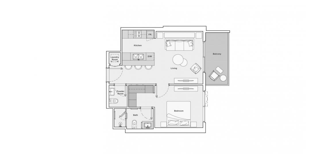 Планировка «63SQM» 2 комнаты в ЖК THE PORTMAN