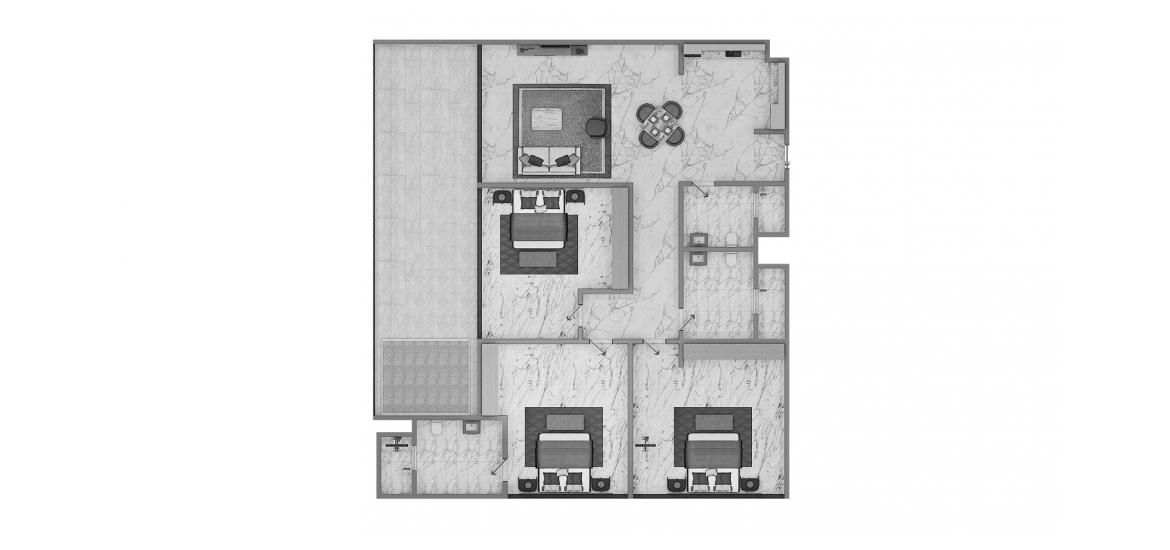 Floor plan «3 BR Type A 108SQM», 3 bedrooms in ELITZ